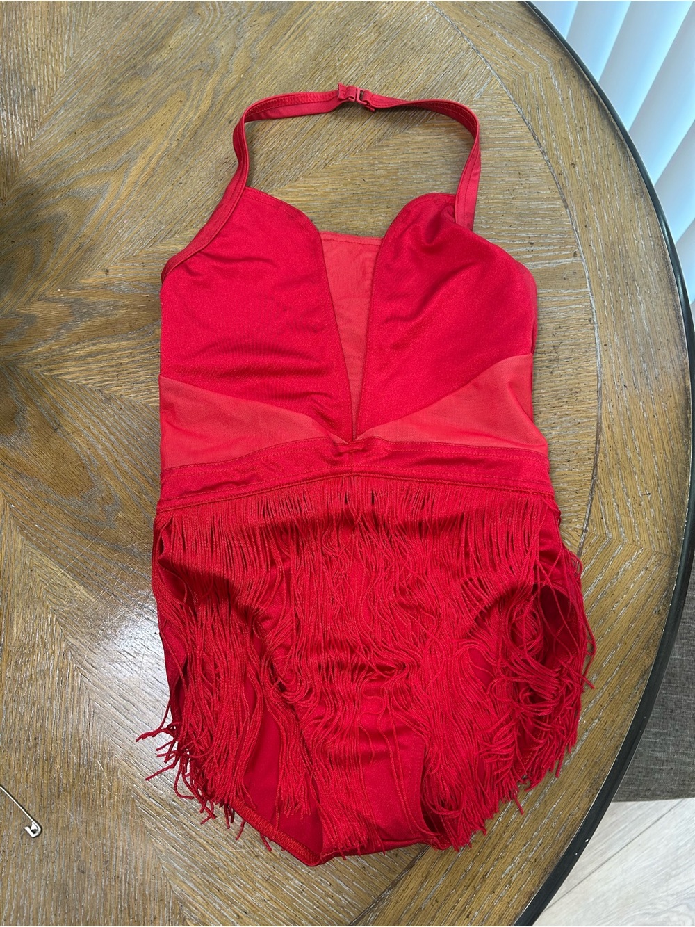 balera Red Fringe Halter One-Piece Bodysuit